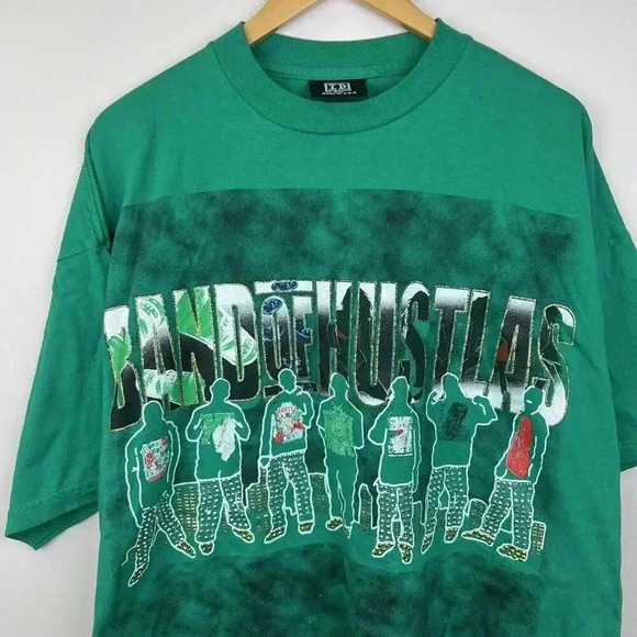 Vintage Band of Hustlas Rap Graphic Tee – Green Made in USA ID Brand - Picture 2 of 7